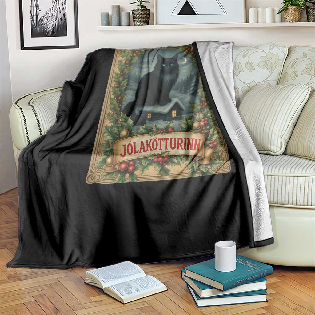 Nordic Christmas Cat Throw Blanket Jolakotturinn Yule Cat Icelandic TS11 Print Your Wear