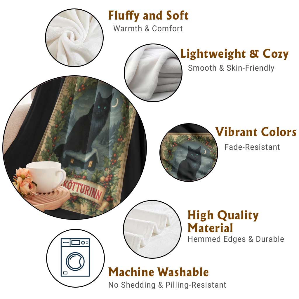 Nordic Christmas Cat Throw Blanket Jolakotturinn Yule Cat Icelandic TS11 Print Your Wear