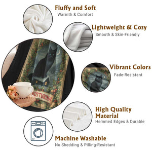 Nordic Christmas Cat Throw Blanket Jolakotturinn Yule Cat Icelandic TS11 Print Your Wear