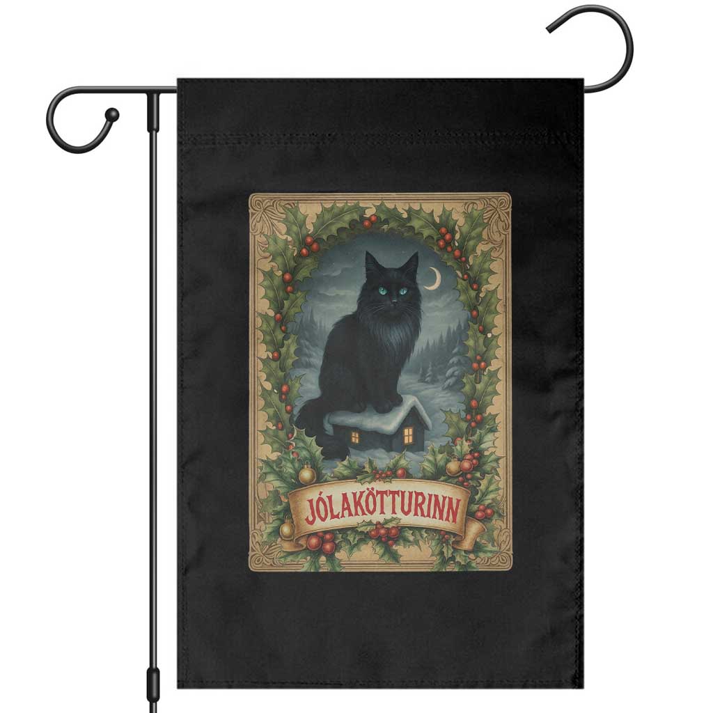 Nordic Christmas Cat Garden Flag Jolakotturinn Yule Cat Icelandic TS11 Black Print Your Wear