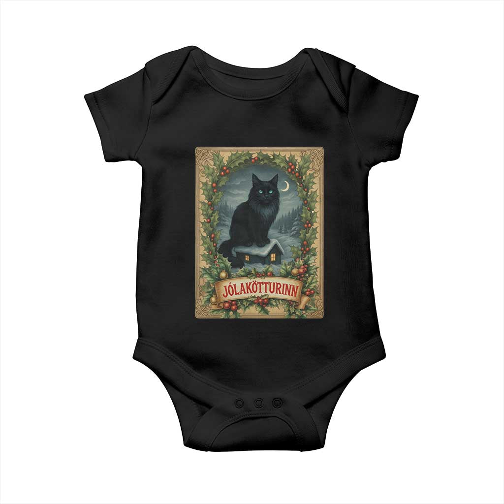 Nordic Christmas Cat Baby Onesie Jolakotturinn Yule Cat Icelandic TS11 Black Print Your Wear