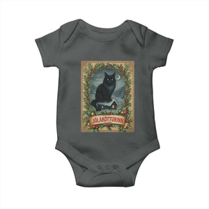 Nordic Christmas Cat Baby Onesie Jolakotturinn Yule Cat Icelandic TS11 Dark Heather Print Your Wear