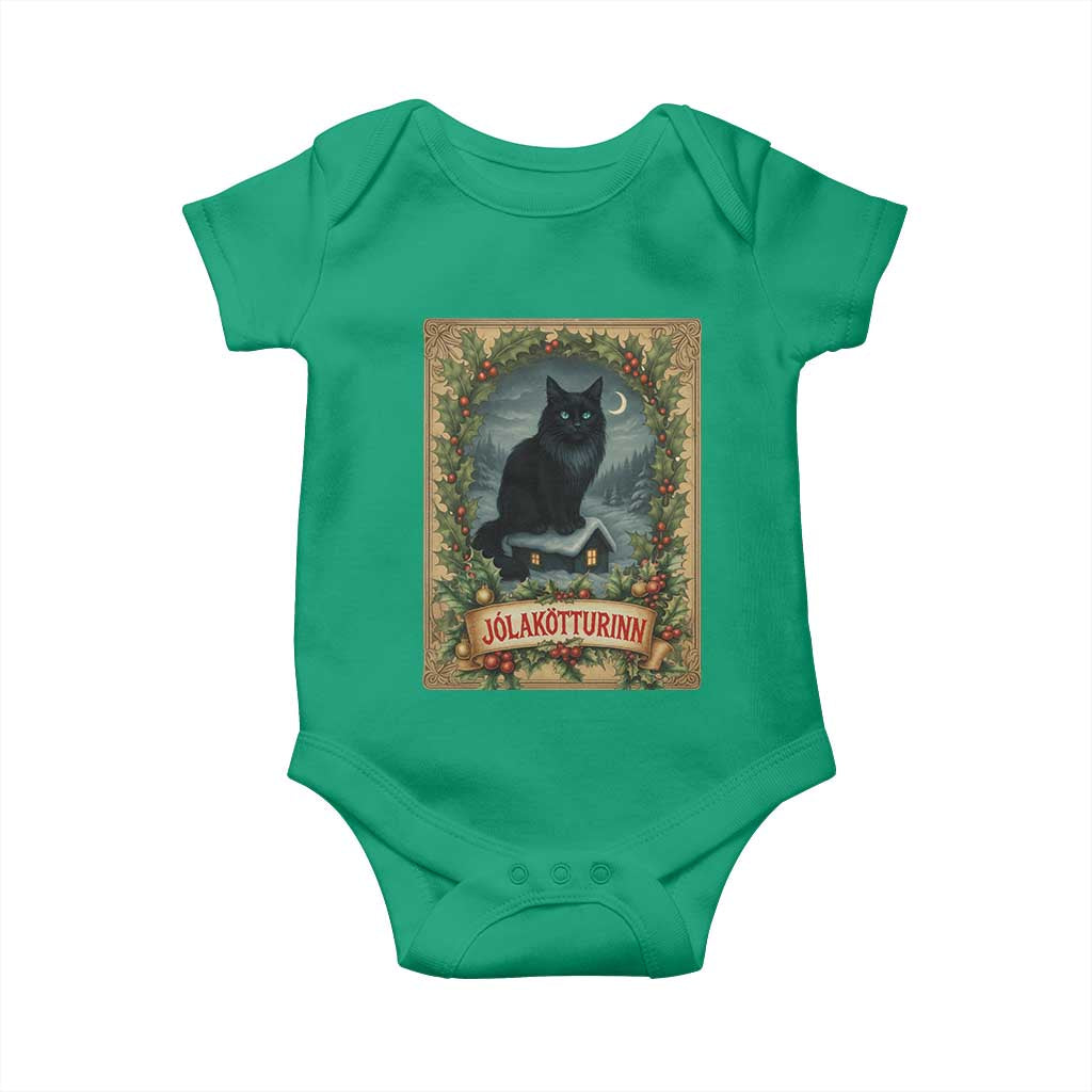 Nordic Christmas Cat Baby Onesie Jolakotturinn Yule Cat Icelandic TS11 Irish Green Print Your Wear