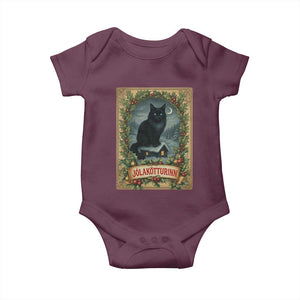 Nordic Christmas Cat Baby Onesie Jolakotturinn Yule Cat Icelandic TS11 Maroon Print Your Wear