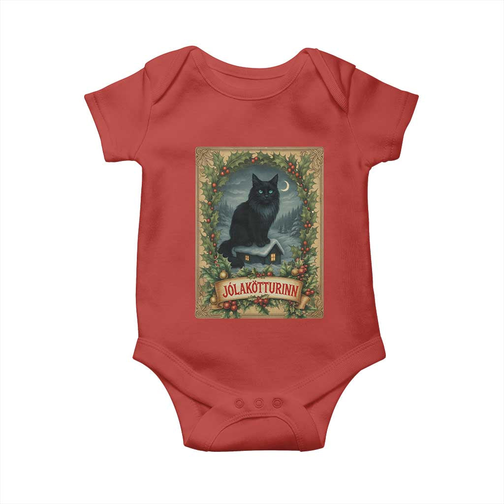 Nordic Christmas Cat Baby Onesie Jolakotturinn Yule Cat Icelandic TS11 Red Print Your Wear