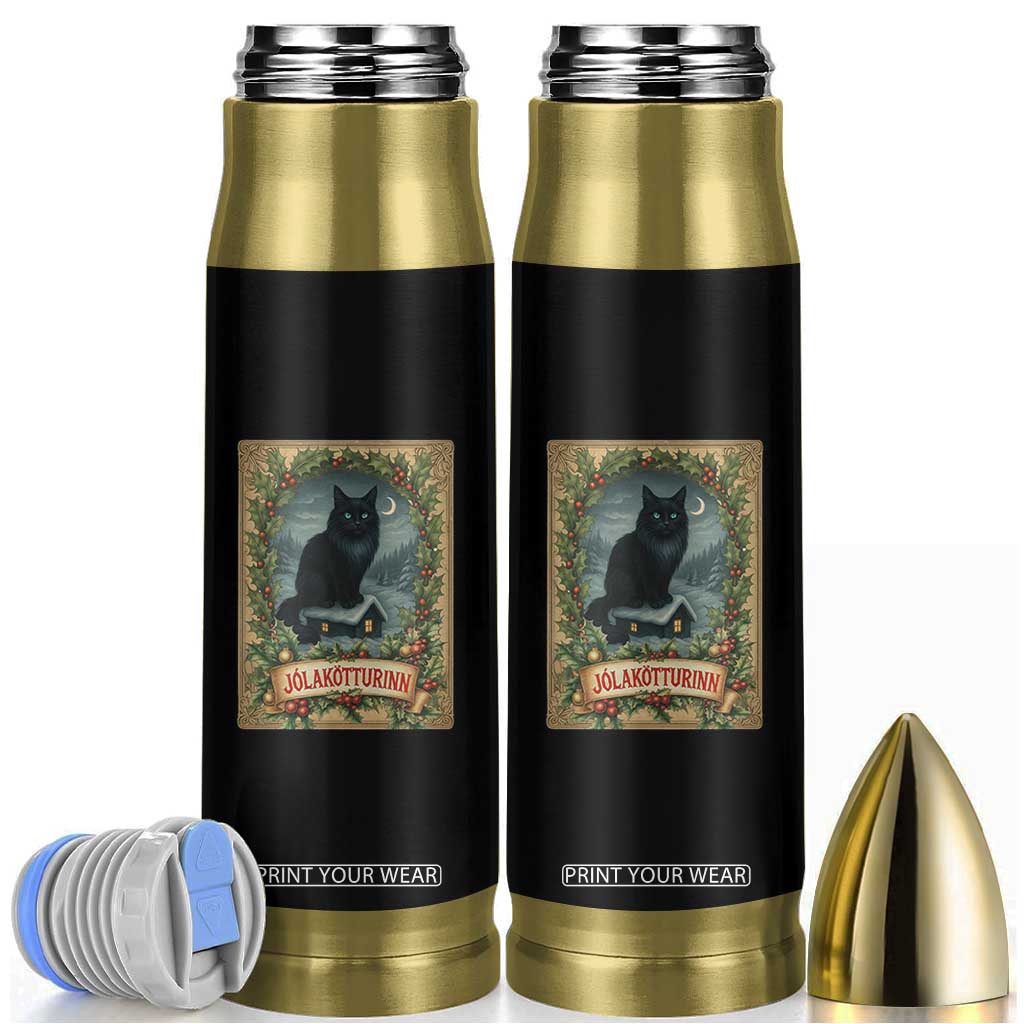 Nordic Christmas Cat Bullet Tumbler Jolakotturinn Yule Cat Icelandic TS11 Black Print Your Wear