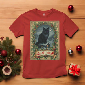 Nordic Christmas Cat T Shirt Jolakotturinn Yule Cat Icelandic TS11 Red Print Your Wear