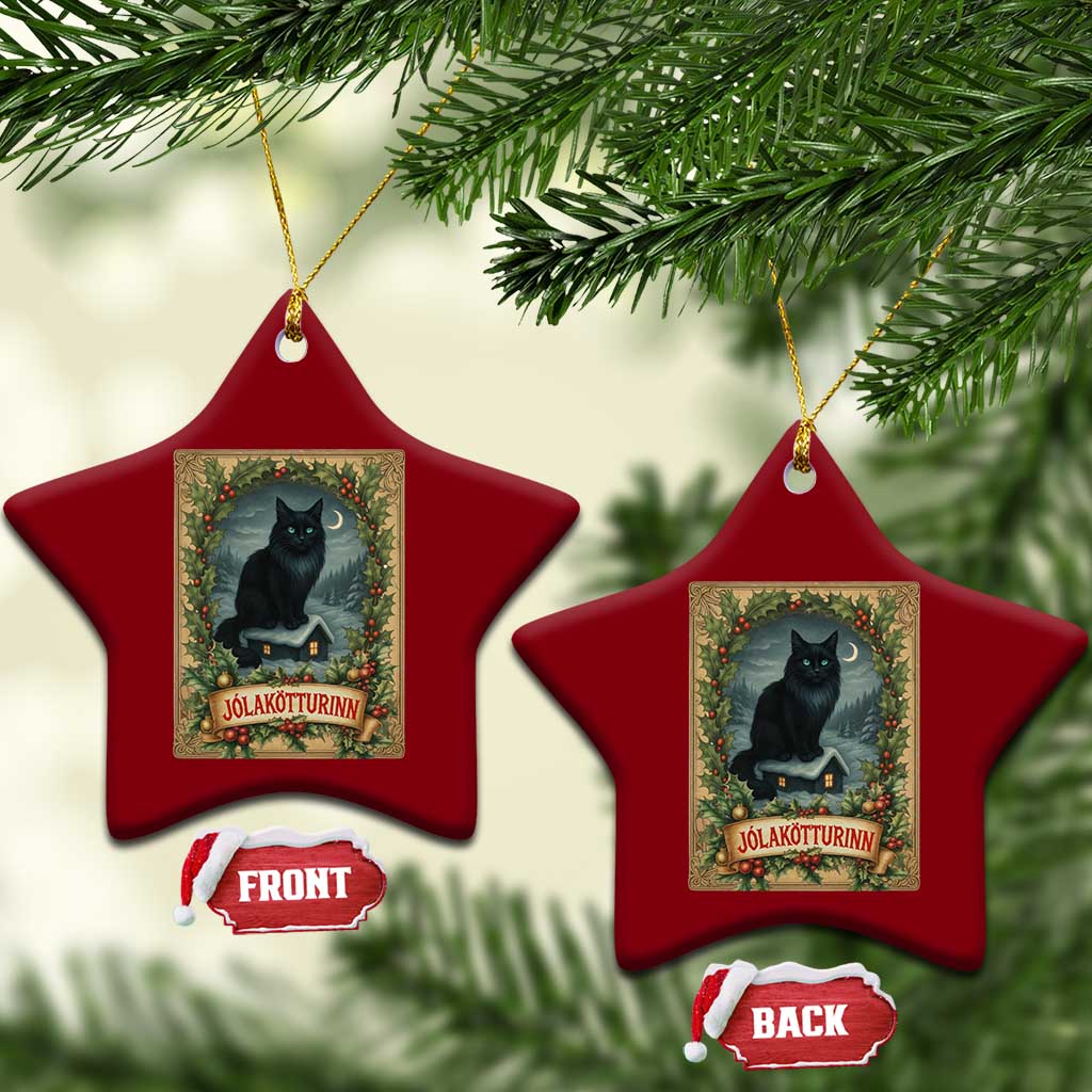 Nordic Christmas Cat Ceramic Ornament Jolakotturinn Yule Cat Icelandic TS11 Print Your Wear