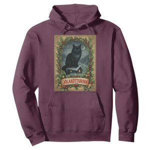 Nordic Christmas Cat Hoodie Jolakotturinn Yule Cat Icelandic TS11 Maroon Print Your Wear