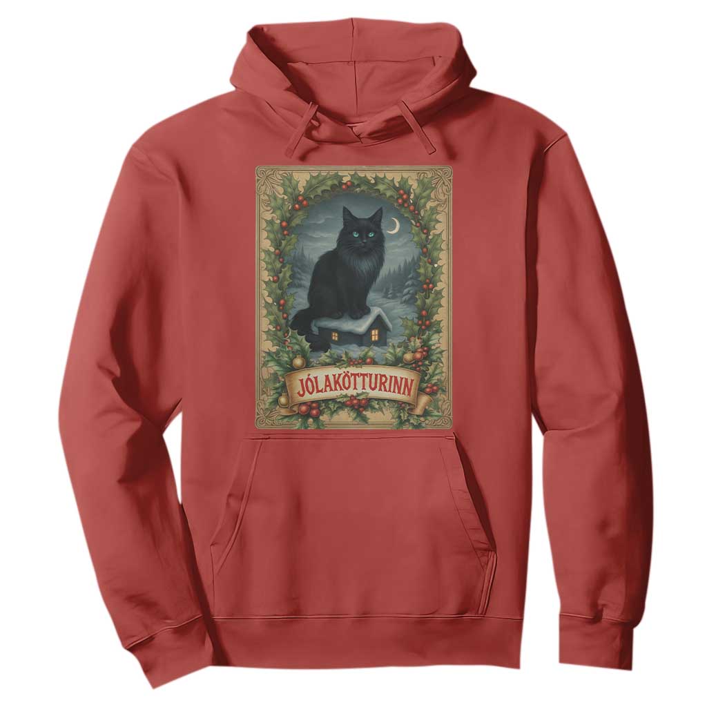 Nordic Christmas Cat Hoodie Jolakotturinn Yule Cat Icelandic TS11 Red Print Your Wear