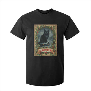 Nordic Christmas Cat T Shirt For Kid Jolakotturinn Yule Cat Icelandic TS11 Black Print Your Wear