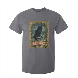 Nordic Christmas Cat T Shirt For Kid Jolakotturinn Yule Cat Icelandic TS11 Charcoal Print Your Wear