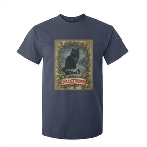 Nordic Christmas Cat T Shirt For Kid Jolakotturinn Yule Cat Icelandic TS11 Navy Print Your Wear