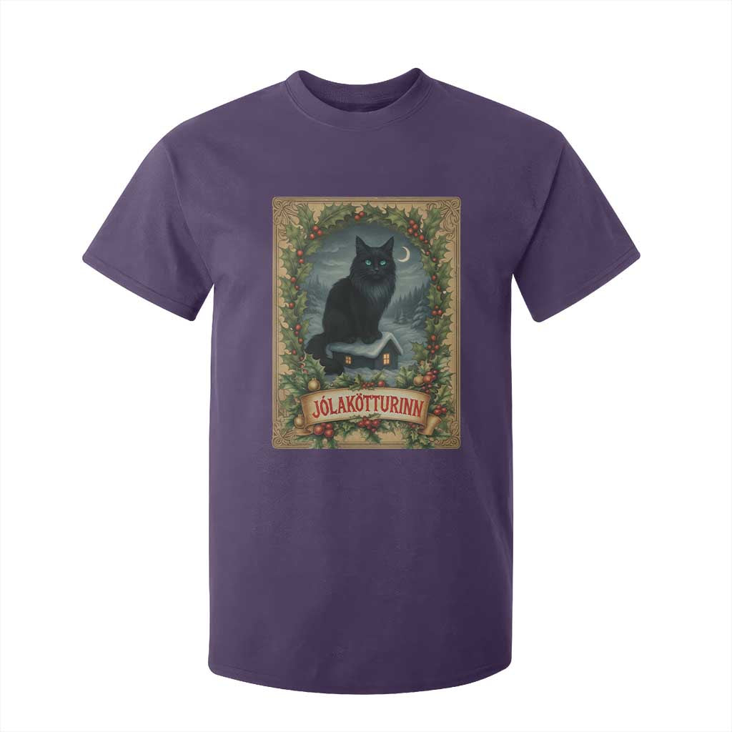 Nordic Christmas Cat T Shirt For Kid Jolakotturinn Yule Cat Icelandic TS11 Purple Print Your Wear