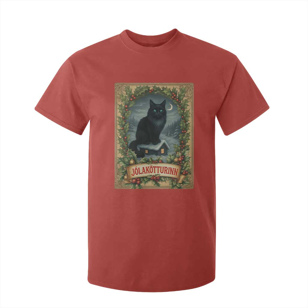Nordic Christmas Cat T Shirt For Kid Jolakotturinn Yule Cat Icelandic TS11 Red Print Your Wear