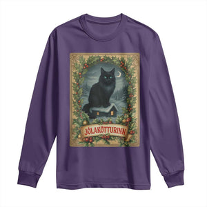 Nordic Christmas Cat Long Sleeve Shirt Jolakotturinn Yule Cat Icelandic TS11 Purple Print Your Wear