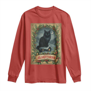 Nordic Christmas Cat Long Sleeve Shirt Jolakotturinn Yule Cat Icelandic TS11 Red Print Your Wear