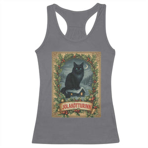 Nordic Christmas Cat Racerback Tank Top Jolakotturinn Yule Cat Icelandic TS11 Charcoal Print Your Wear