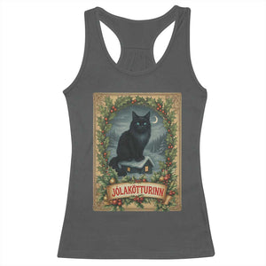 Nordic Christmas Cat Racerback Tank Top Jolakotturinn Yule Cat Icelandic TS11 Dark Heather Print Your Wear