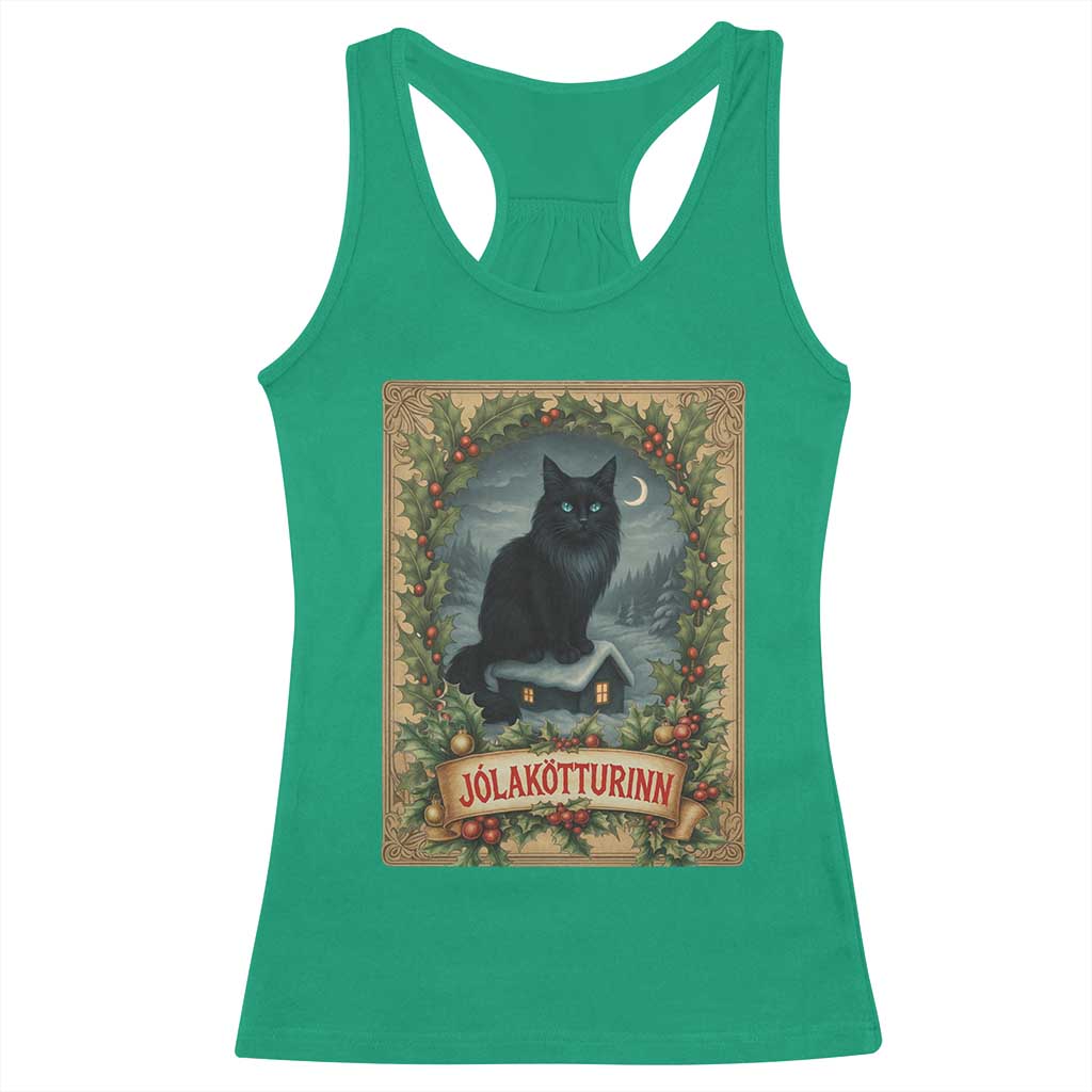 Nordic Christmas Cat Racerback Tank Top Jolakotturinn Yule Cat Icelandic TS11 Irish Green Print Your Wear