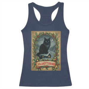 Nordic Christmas Cat Racerback Tank Top Jolakotturinn Yule Cat Icelandic TS11 Navy Print Your Wear