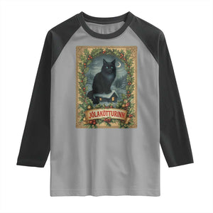 Nordic Christmas Cat Raglan Shirt Jolakotturinn Yule Cat Icelandic TS11 Sport Gray Black Print Your Wear
