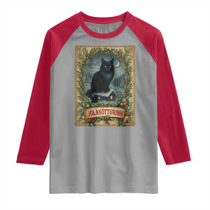 Nordic Christmas Cat Raglan Shirt Jolakotturinn Yule Cat Icelandic TS11 Sport Gray Red Print Your Wear