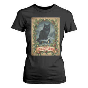 Nordic Christmas Cat T Shirt For Women Jolakotturinn Yule Cat Icelandic TS11 Black Print Your Wear