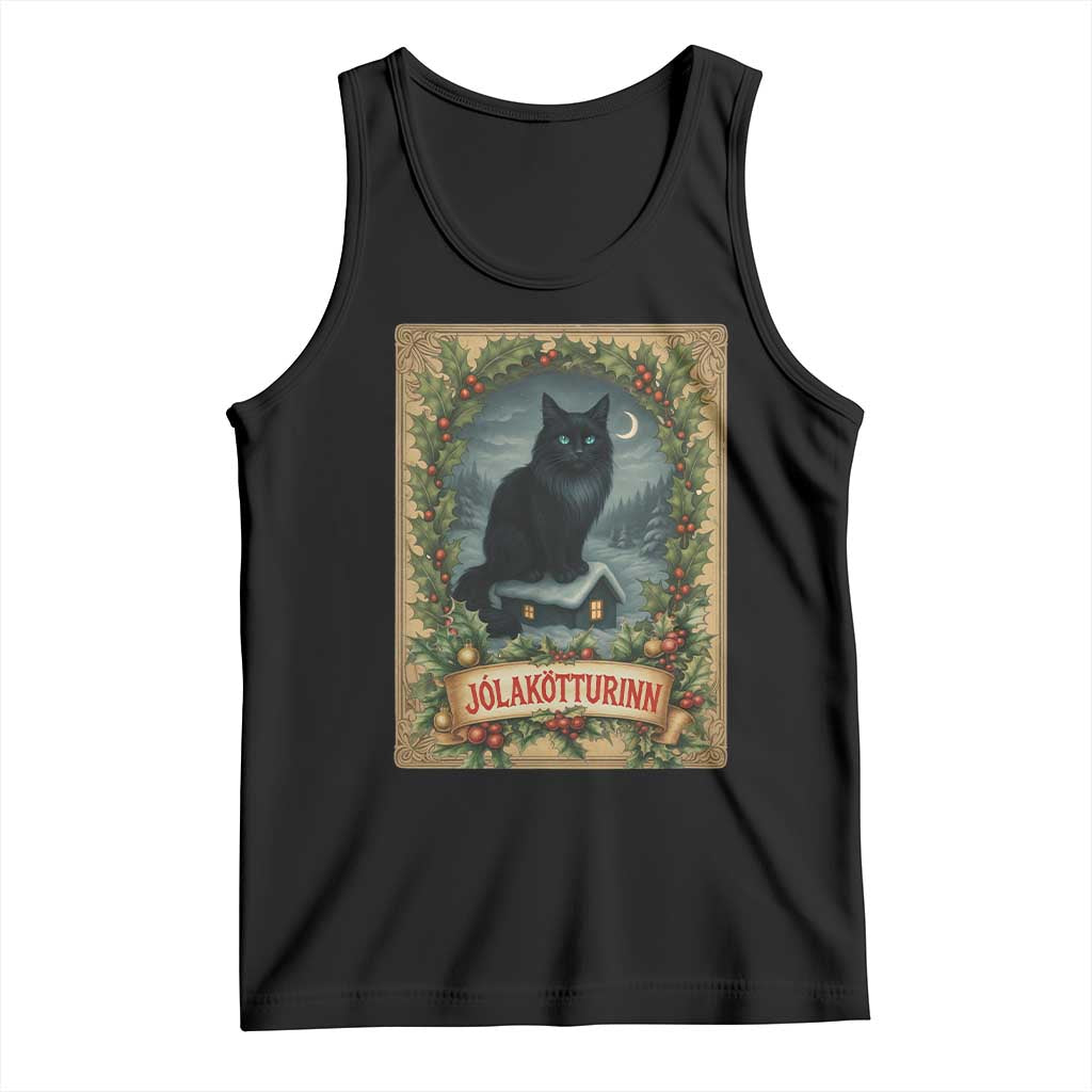 Nordic Christmas Cat Tank Top Jolakotturinn Yule Cat Icelandic TS11 Black Print Your Wear
