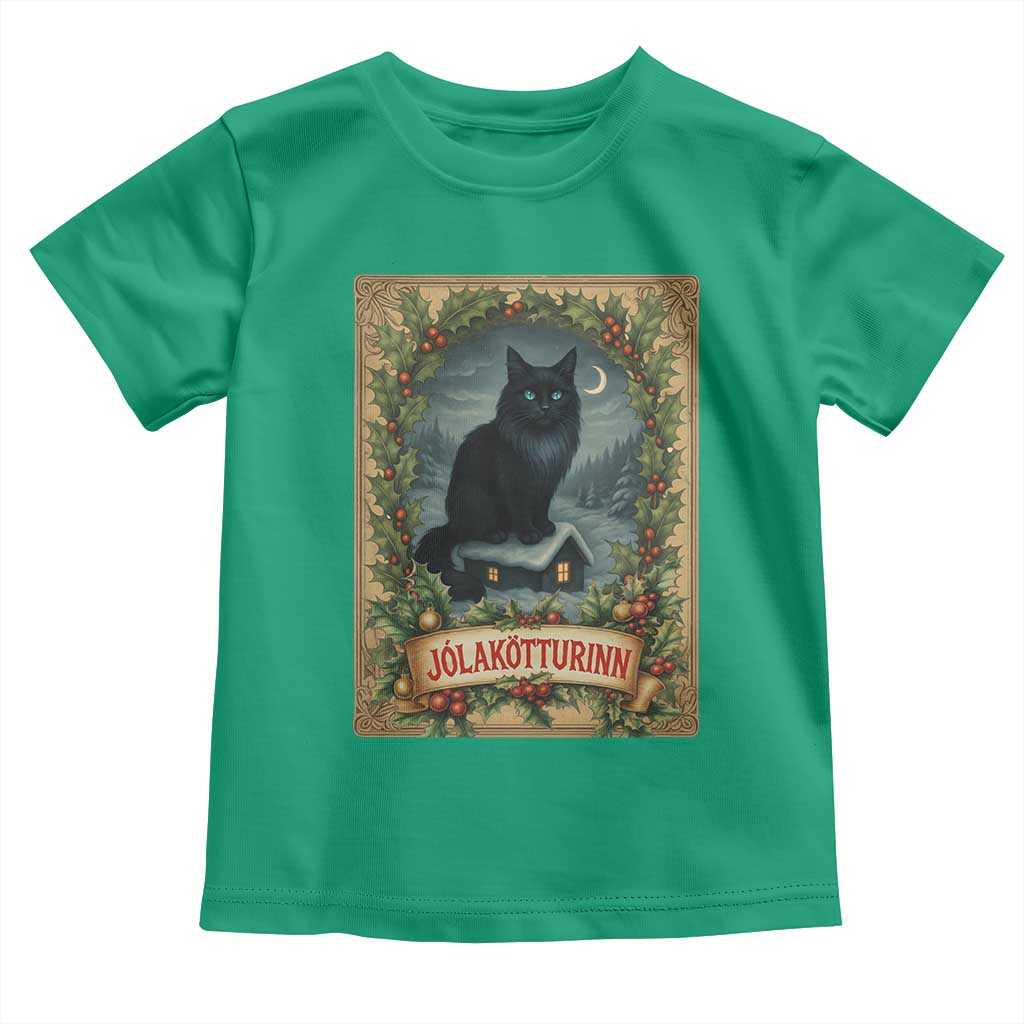 Nordic Christmas Cat Toddler T Shirt Jolakotturinn Yule Cat Icelandic TS11 Irish Green Print Your Wear
