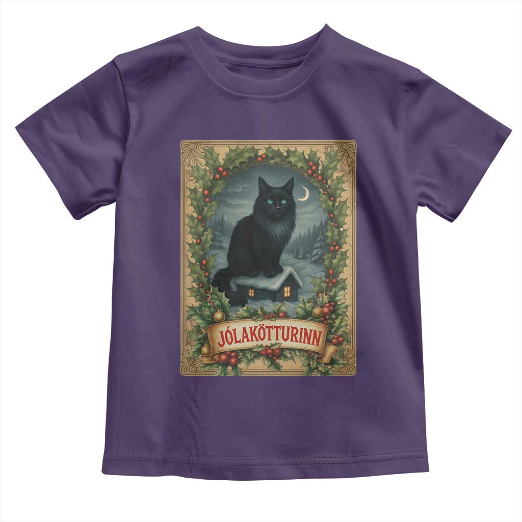 Nordic Christmas Cat Toddler T Shirt Jolakotturinn Yule Cat Icelandic TS11 Purple Print Your Wear