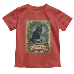 Nordic Christmas Cat Toddler T Shirt Jolakotturinn Yule Cat Icelandic TS11 Red Print Your Wear
