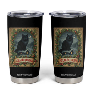 Nordic Christmas Cat Tumbler Cup Jolakotturinn Yule Cat Icelandic TS11 Black Print Your Wear