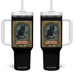 Nordic Christmas Cat Tumbler With Handle Jolakotturinn Yule Cat Icelandic TS11 One Size: 40 oz Black Print Your Wear