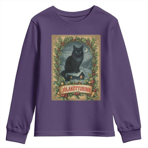 Nordic Christmas Cat Youth Sweatshirt Jolakotturinn Yule Cat Icelandic TS11 Purple Print Your Wear