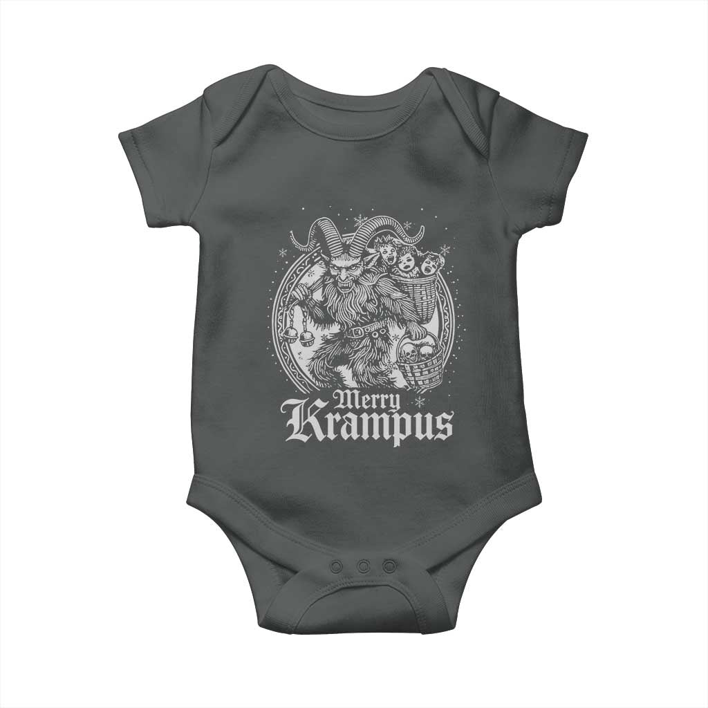 Christmas Krampus Baby Onesie Merry Krampus Norse Pagan Yule Horror Xmas TS11 Dark Heather Print Your Wear