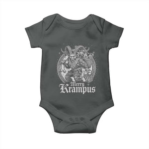 Christmas Krampus Baby Onesie Merry Krampus Norse Pagan Yule Horror Xmas TS11 Dark Heather Print Your Wear