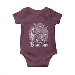 Christmas Krampus Baby Onesie Merry Krampus Norse Pagan Yule Horror Xmas TS11 Maroon Print Your Wear