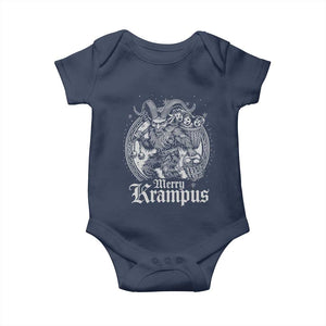 Christmas Krampus Baby Onesie Merry Krampus Norse Pagan Yule Horror Xmas TS11 Navy Print Your Wear