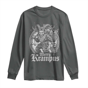 Christmas Krampus Long Sleeve Shirt Merry Krampus Norse Pagan Yule Horror Xmas TS11 Dark Heather Print Your Wear