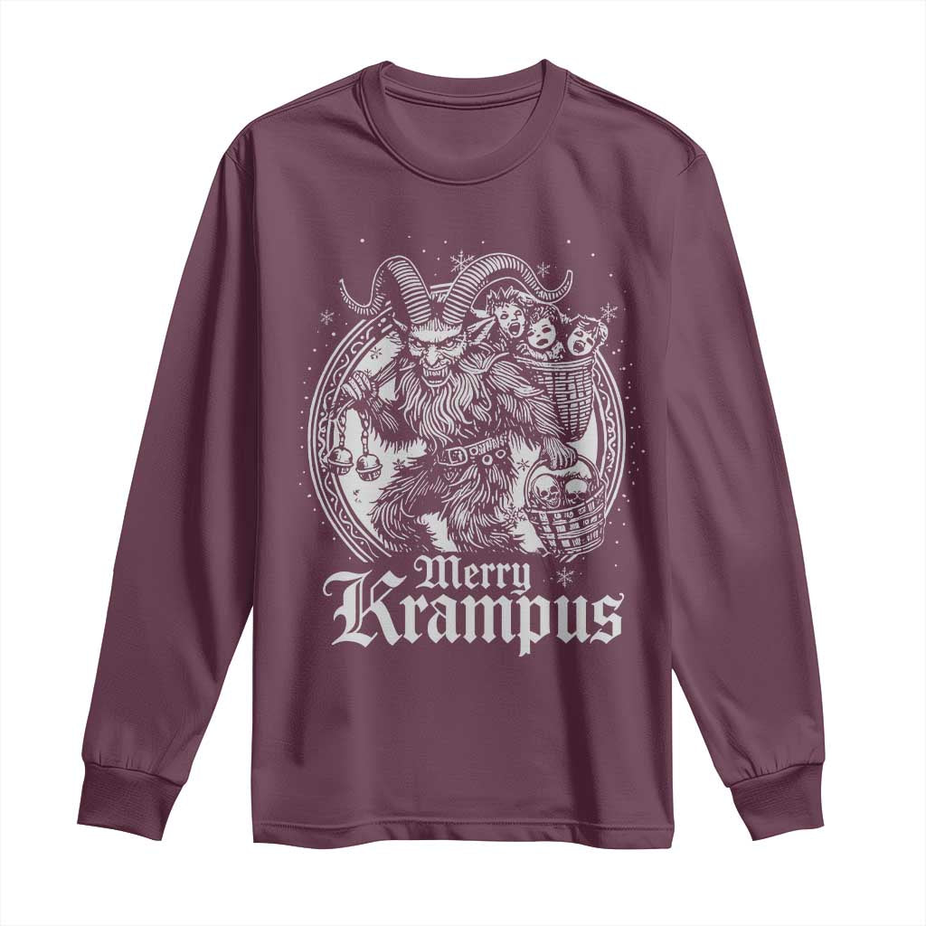 Christmas Krampus Long Sleeve Shirt Merry Krampus Norse Pagan Yule Horror Xmas TS11 Maroon Print Your Wear