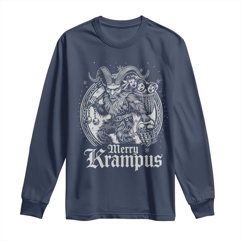 Christmas Krampus Long Sleeve Shirt Merry Krampus Norse Pagan Yule Horror Xmas TS11 Navy Print Your Wear