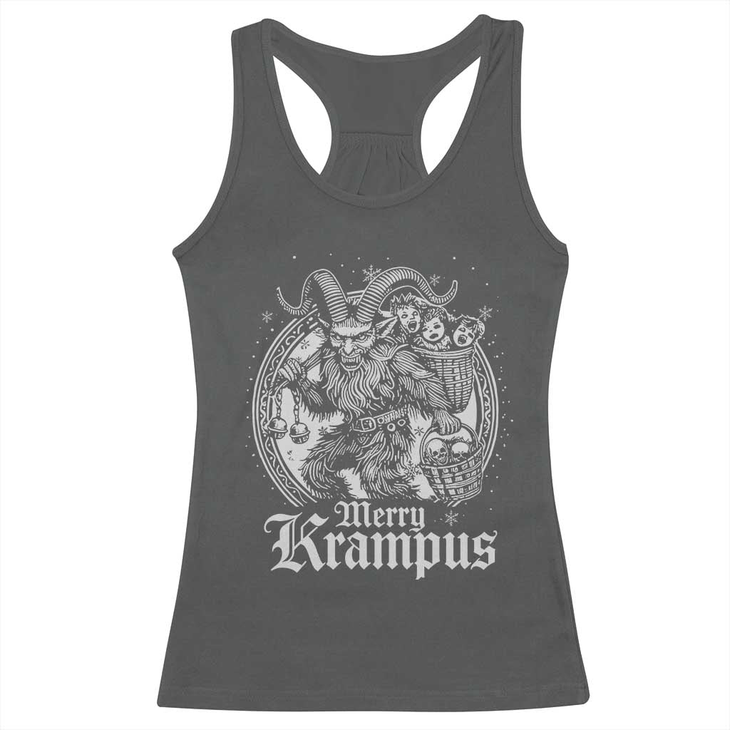 Christmas Krampus Racerback Tank Top Merry Krampus Norse Pagan Yule Horror Xmas TS11 Dark Heather Print Your Wear