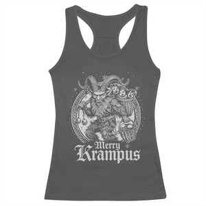 Christmas Krampus Racerback Tank Top Merry Krampus Norse Pagan Yule Horror Xmas TS11 Dark Heather Print Your Wear