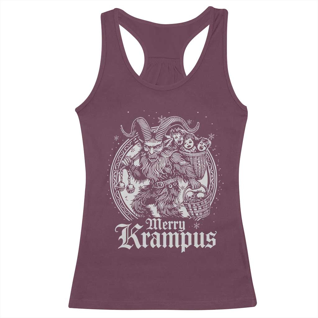 Christmas Krampus Racerback Tank Top Merry Krampus Norse Pagan Yule Horror Xmas TS11 Maroon Print Your Wear