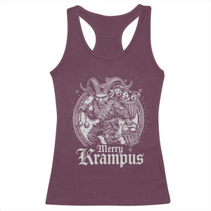 Christmas Krampus Racerback Tank Top Merry Krampus Norse Pagan Yule Horror Xmas TS11 Maroon Print Your Wear
