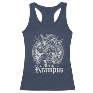 Christmas Krampus Racerback Tank Top Merry Krampus Norse Pagan Yule Horror Xmas TS11 Navy Print Your Wear