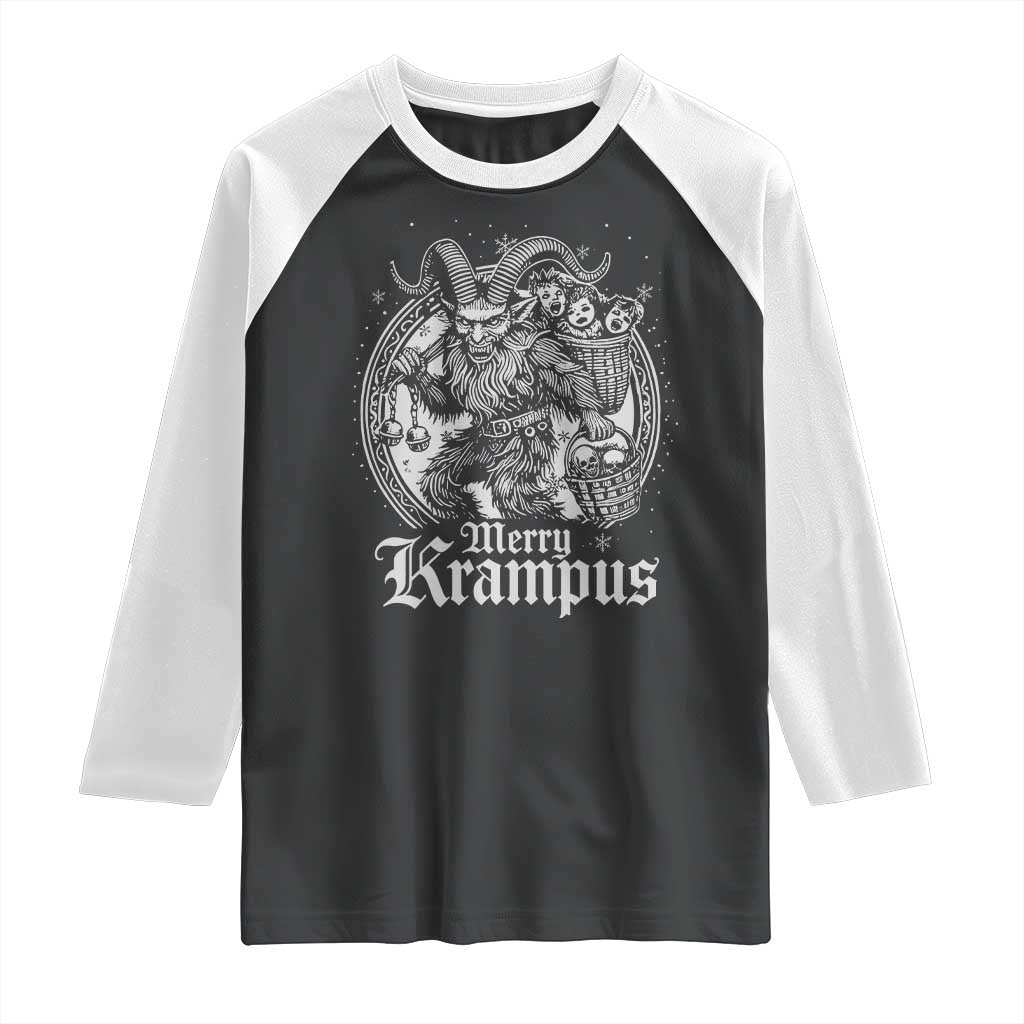 Christmas Krampus Raglan Shirt Merry Krampus Norse Pagan Yule Horror Xmas TS11 Black White Print Your Wear
