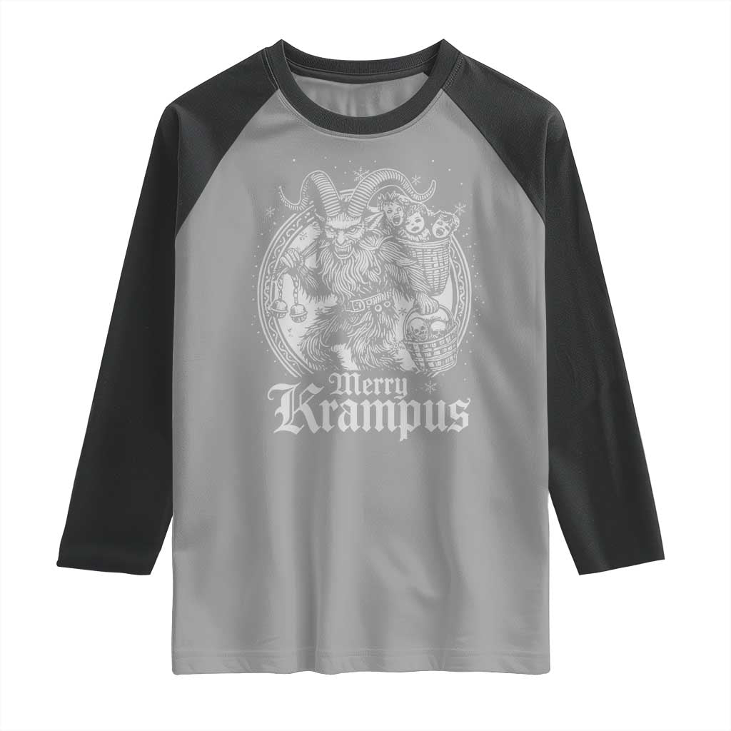 Christmas Krampus Raglan Shirt Merry Krampus Norse Pagan Yule Horror Xmas TS11 Sport Gray Black Print Your Wear