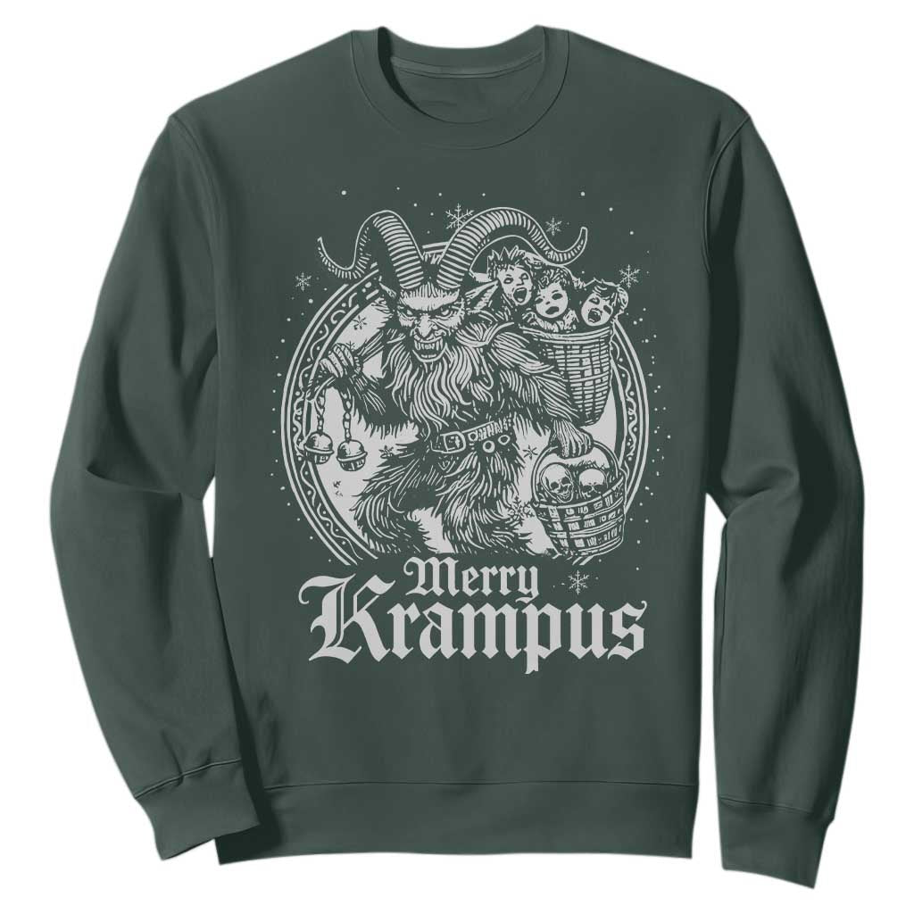 Christmas Krampus Sweatshirt Merry Krampus Norse Pagan Yule Horror Xmas TS11 Dark Forest Green Print Your Wear